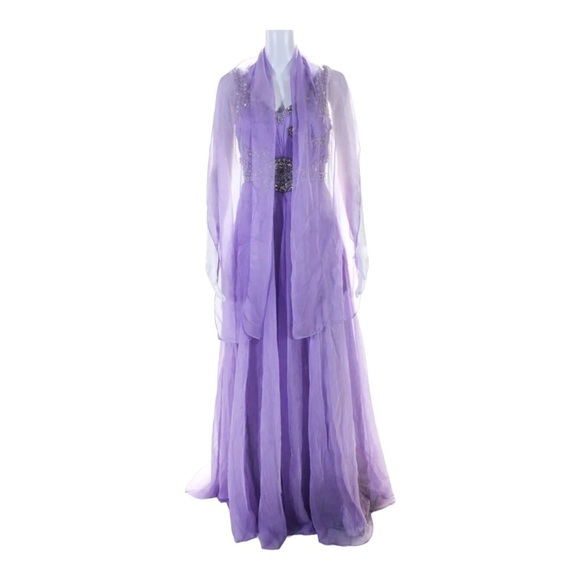 NWT SHERRI HILL 3896 Lavender Purple Rhinestone Embellished Maxi Gown Size 00 - Picture 8 of 9
